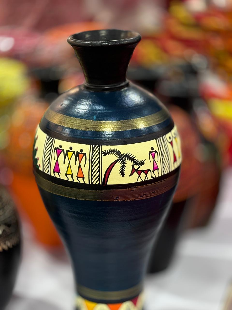 "Handcrafted Tribal Art Decorative Pot ''